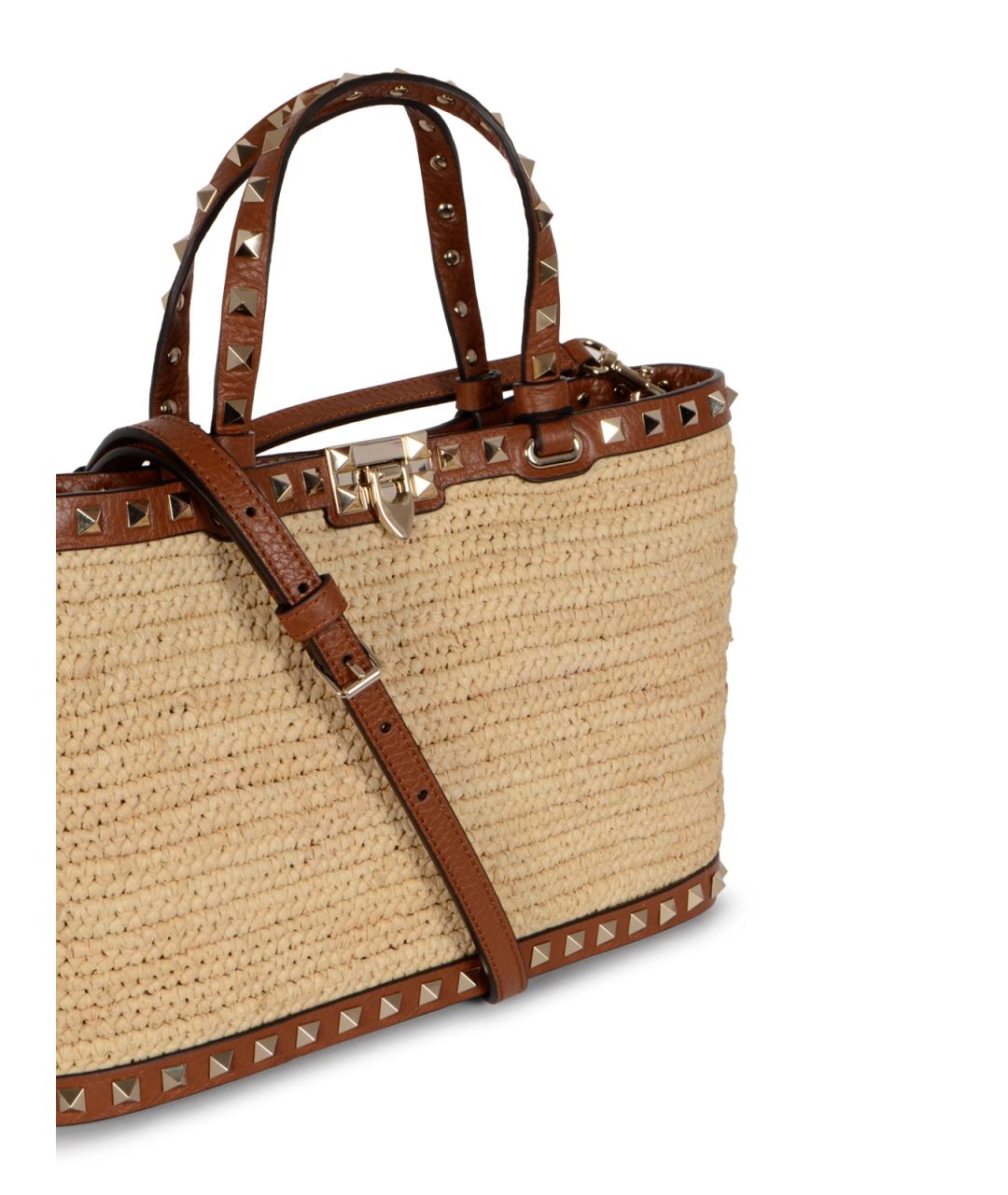 VALENTINO Бежевая пелетеная сумка тоут, фото 4