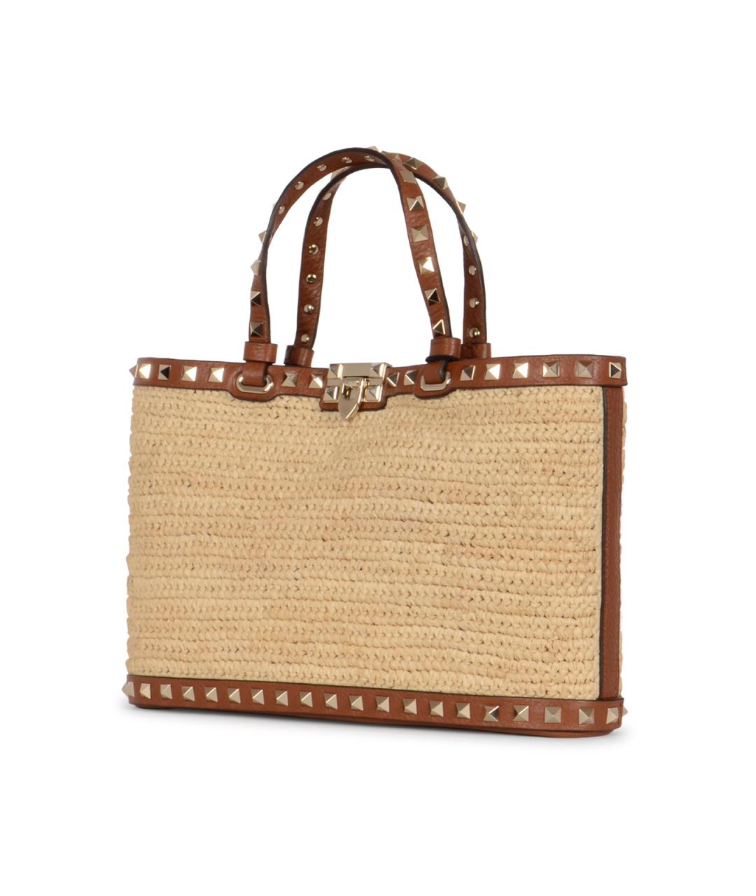 VALENTINO Бежевая пелетеная сумка тоут, фото 2