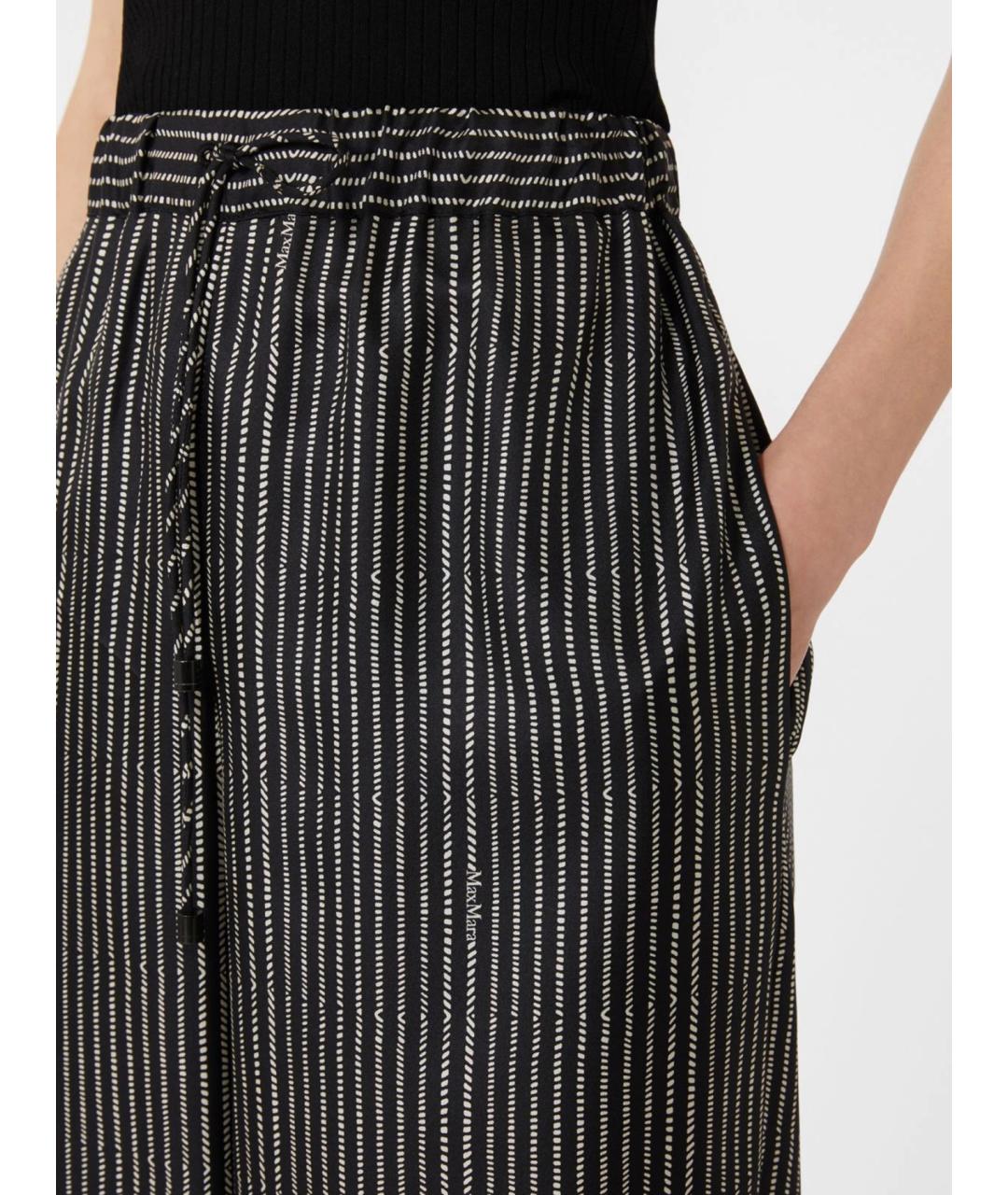 MAX MARA Черные шелковые брюки широкие, фото 5