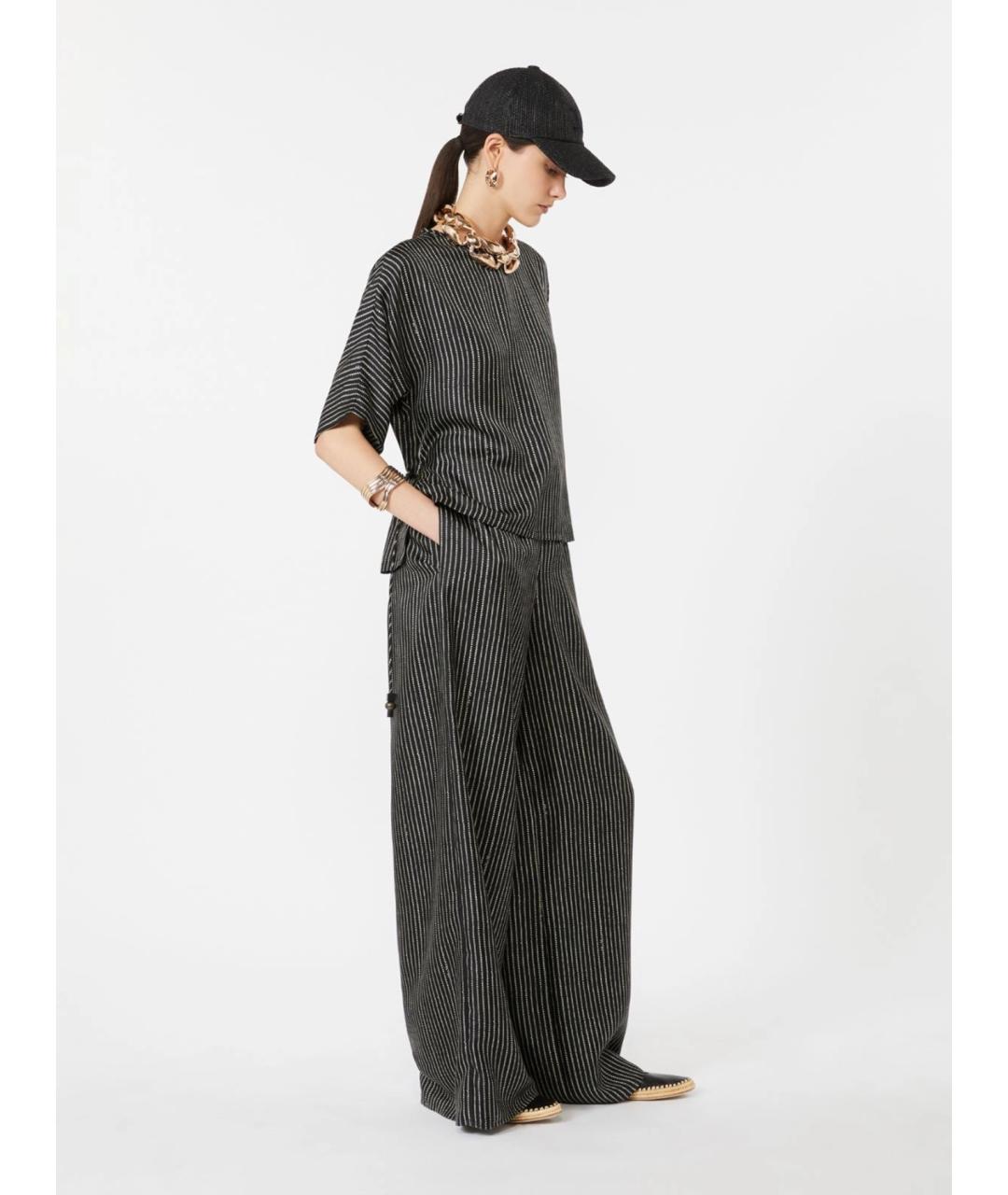 MAX MARA Черные шелковые брюки широкие, фото 2