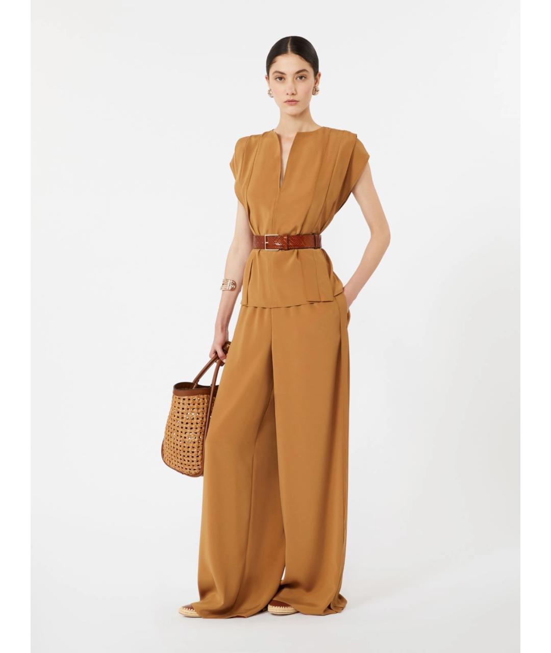 MAX MARA Бежевая ацетатная блузы, фото 2