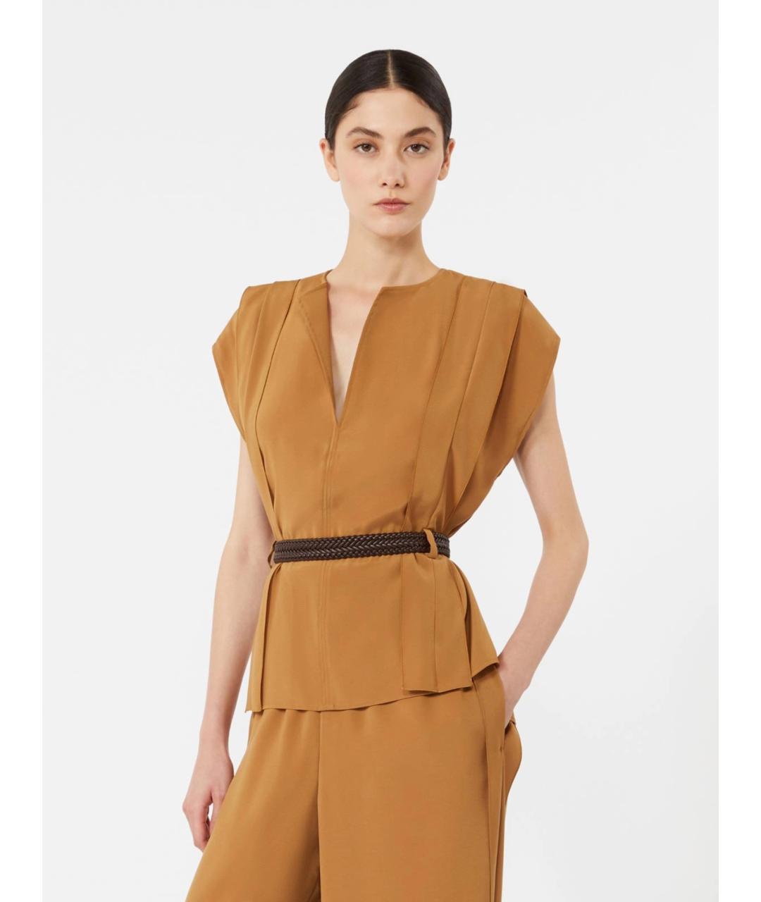 MAX MARA Бежевая ацетатная блузы, фото 3