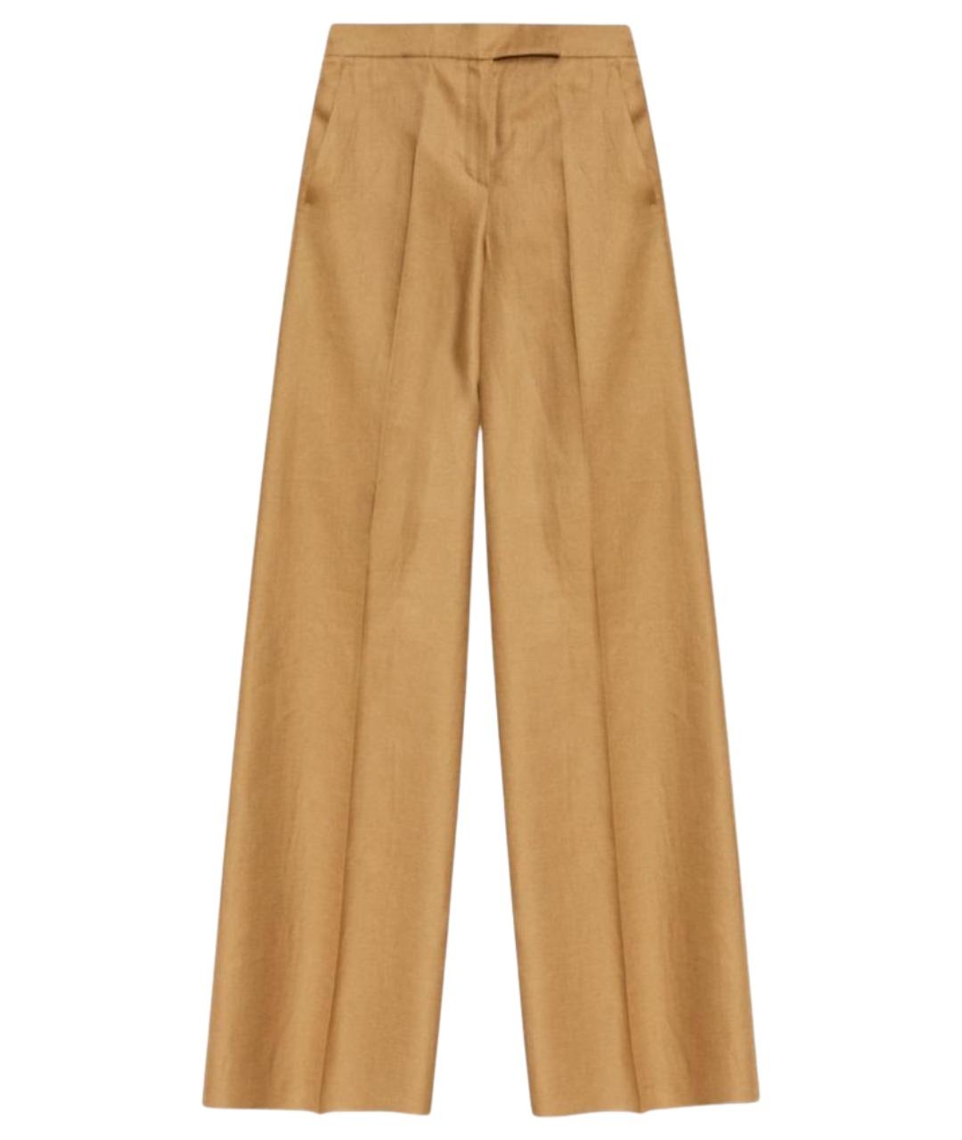 MAX MARA Бежевые льняные брюки широкие, фото 1
