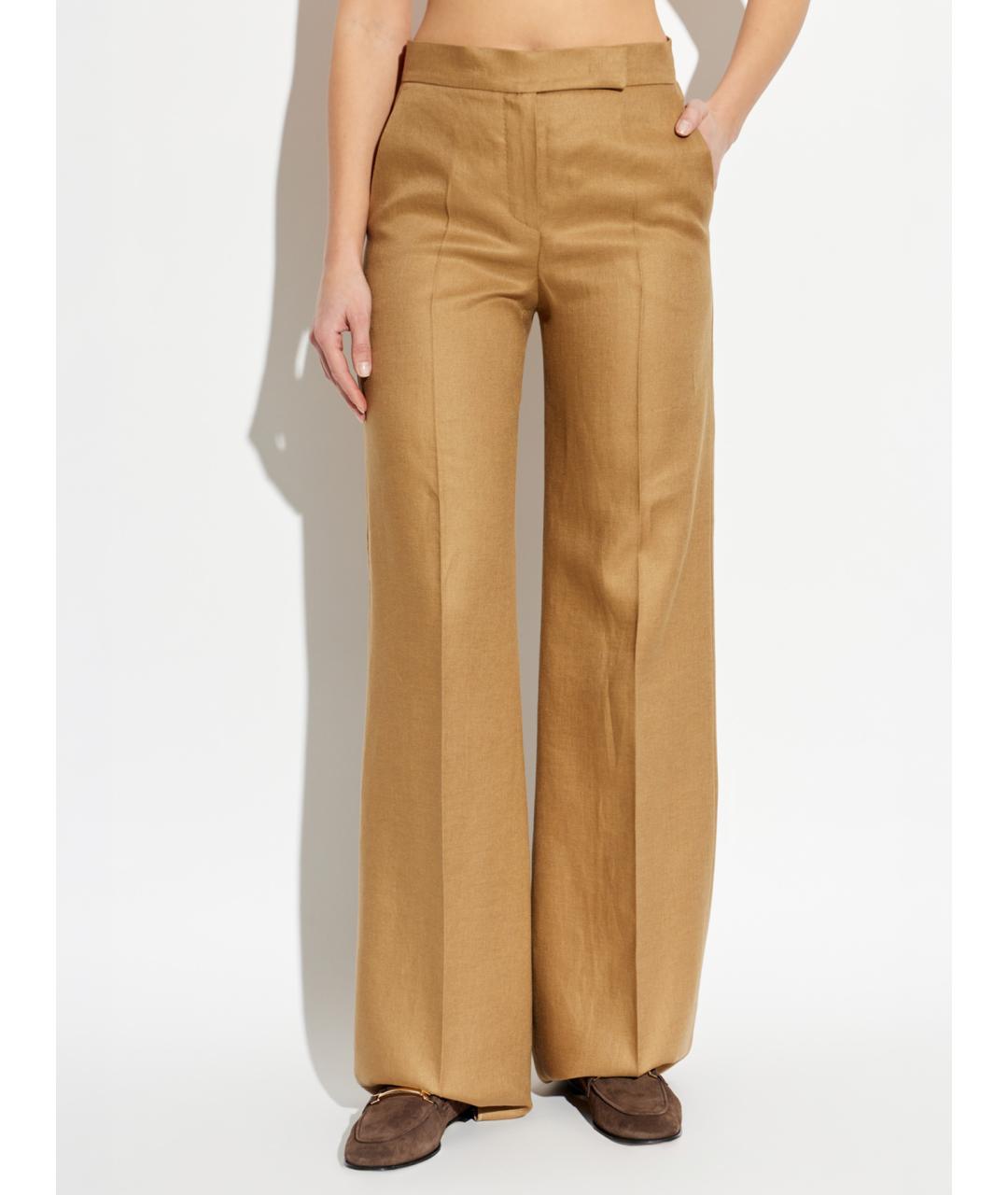 MAX MARA Бежевые льняные брюки широкие, фото 2