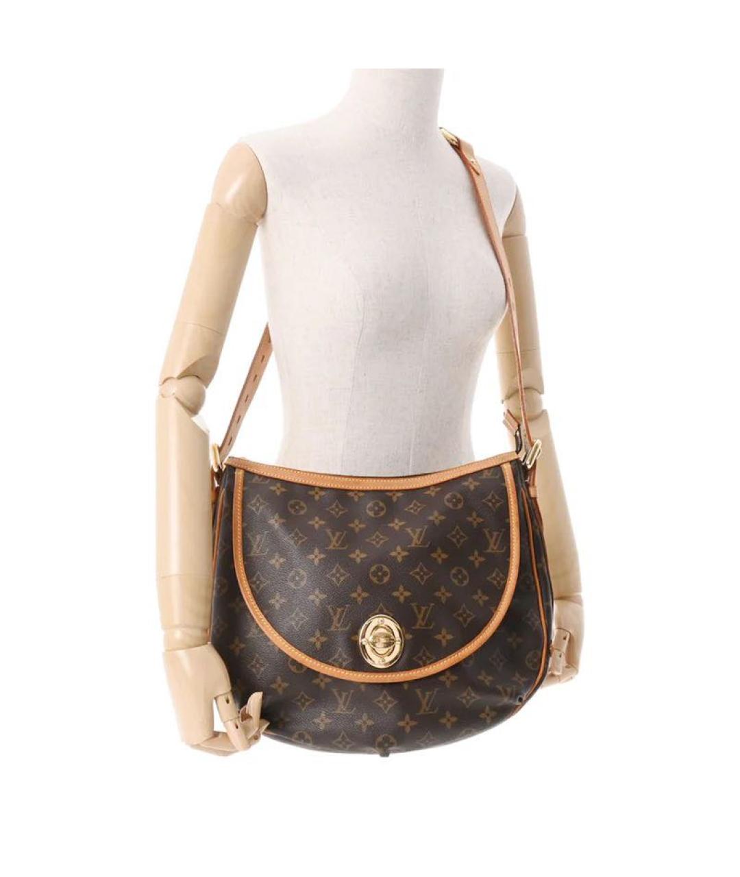 LOUIS VUITTON Коричневая кожаная сумка через плечо, фото 7