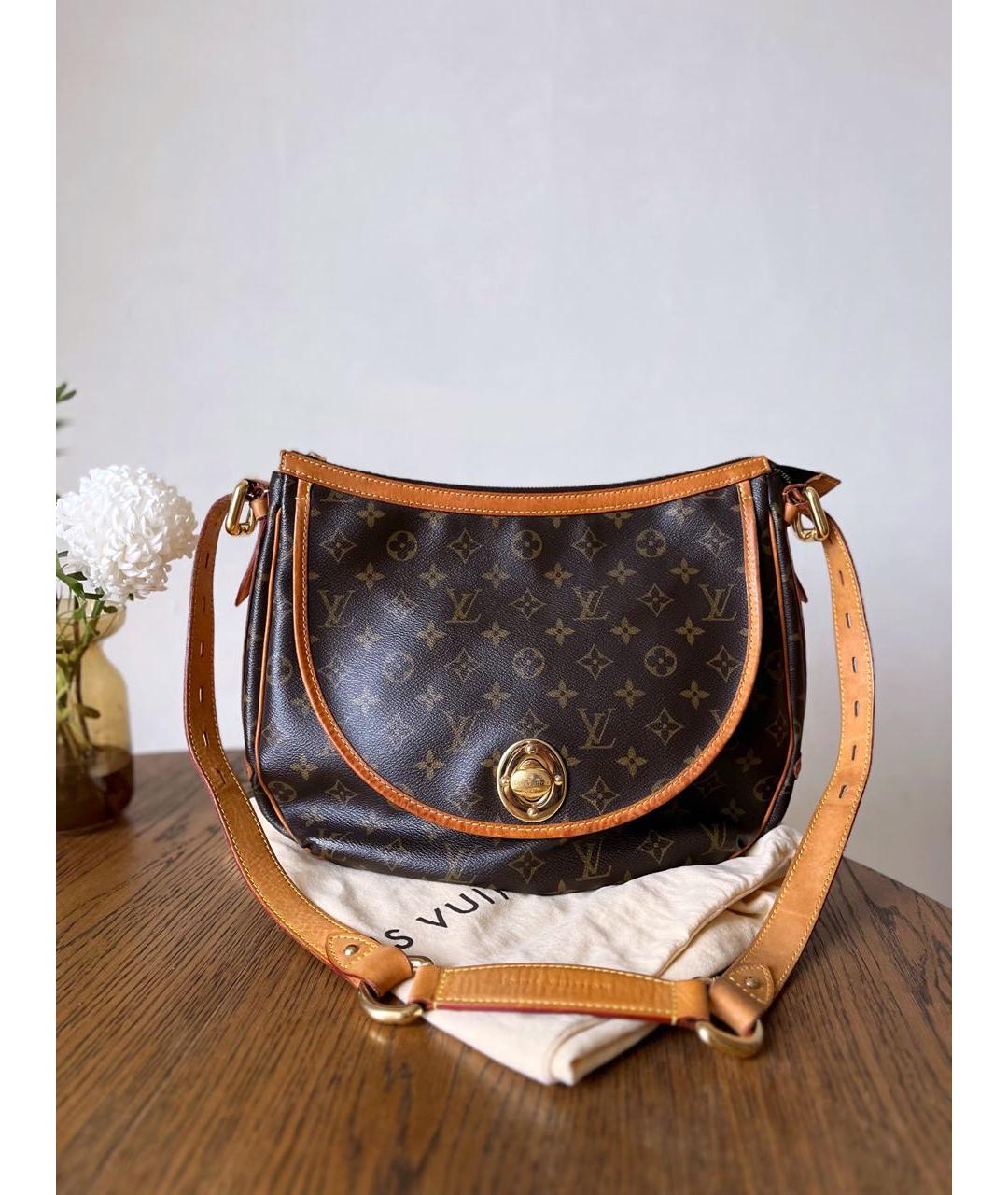 LOUIS VUITTON Коричневая кожаная сумка через плечо, фото 2