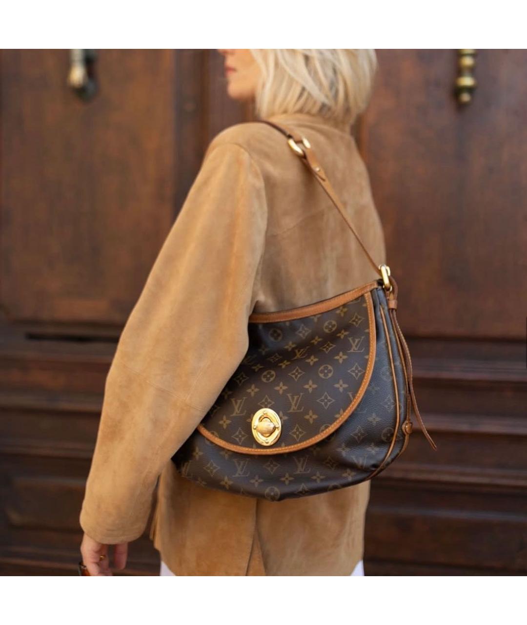 LOUIS VUITTON Коричневая кожаная сумка через плечо, фото 6