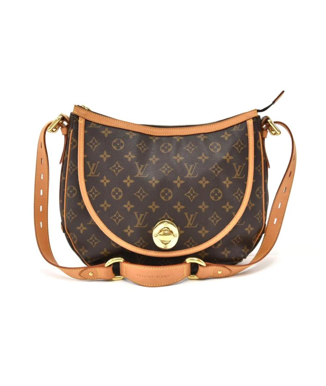 LOUIS VUITTON Коричневая кожаная сумка через плечо, фото 9