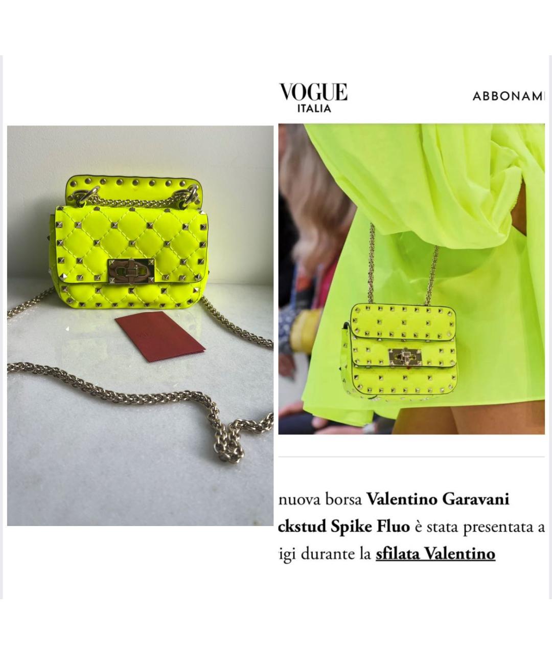 VALENTINO Желтая кожаная сумка через плечо, фото 5