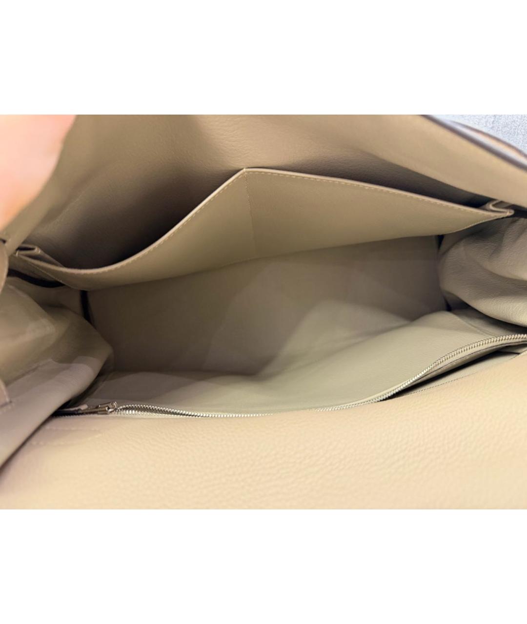 HERMES Бежевая кожаная сумка с короткими ручками, фото 4