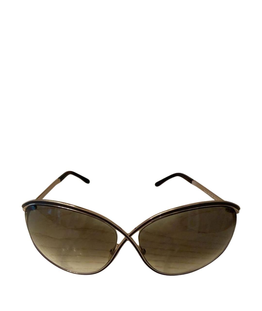 TOM FORD Золотые металлические солнцезащитные очки, фото 1
