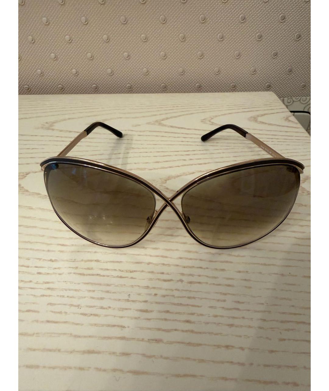 TOM FORD Золотые металлические солнцезащитные очки, фото 6