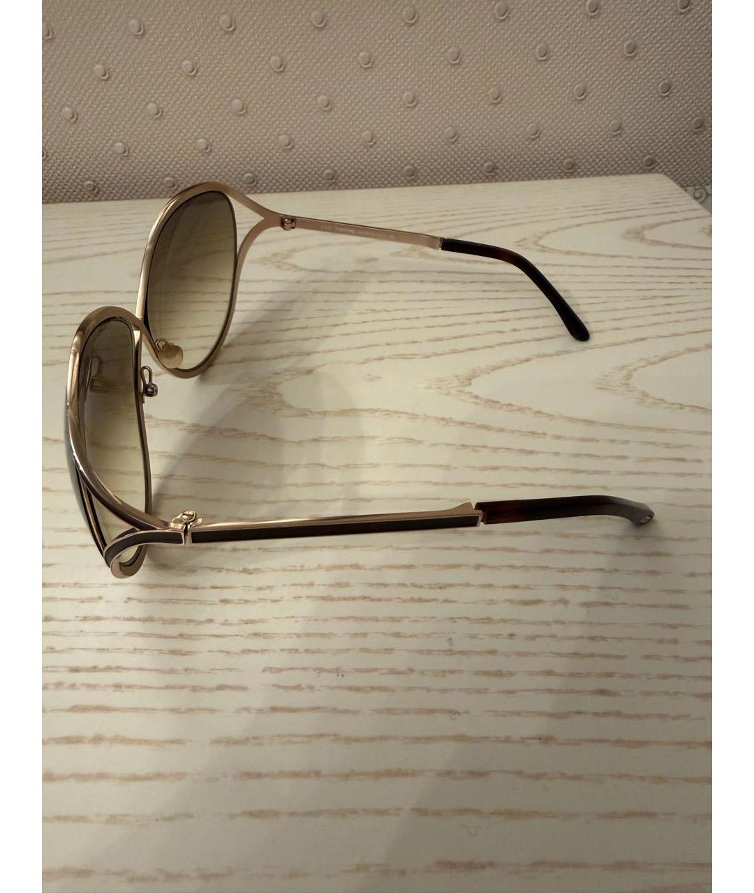 TOM FORD Золотые металлические солнцезащитные очки, фото 5