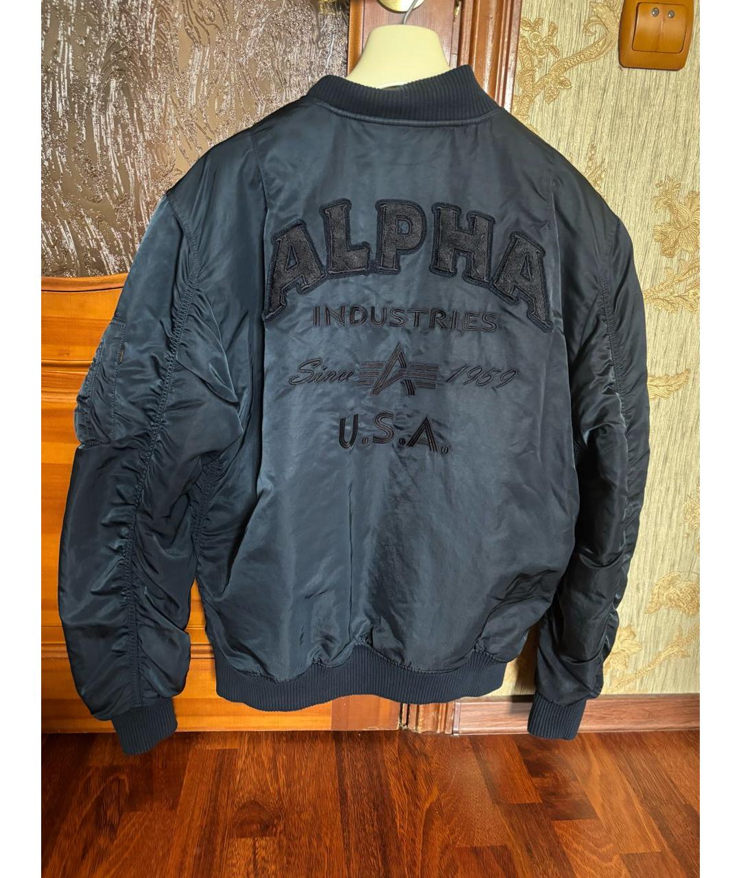 ALPHA INDUSTRIES Темно-синяя полиамидовая куртка, фото 4