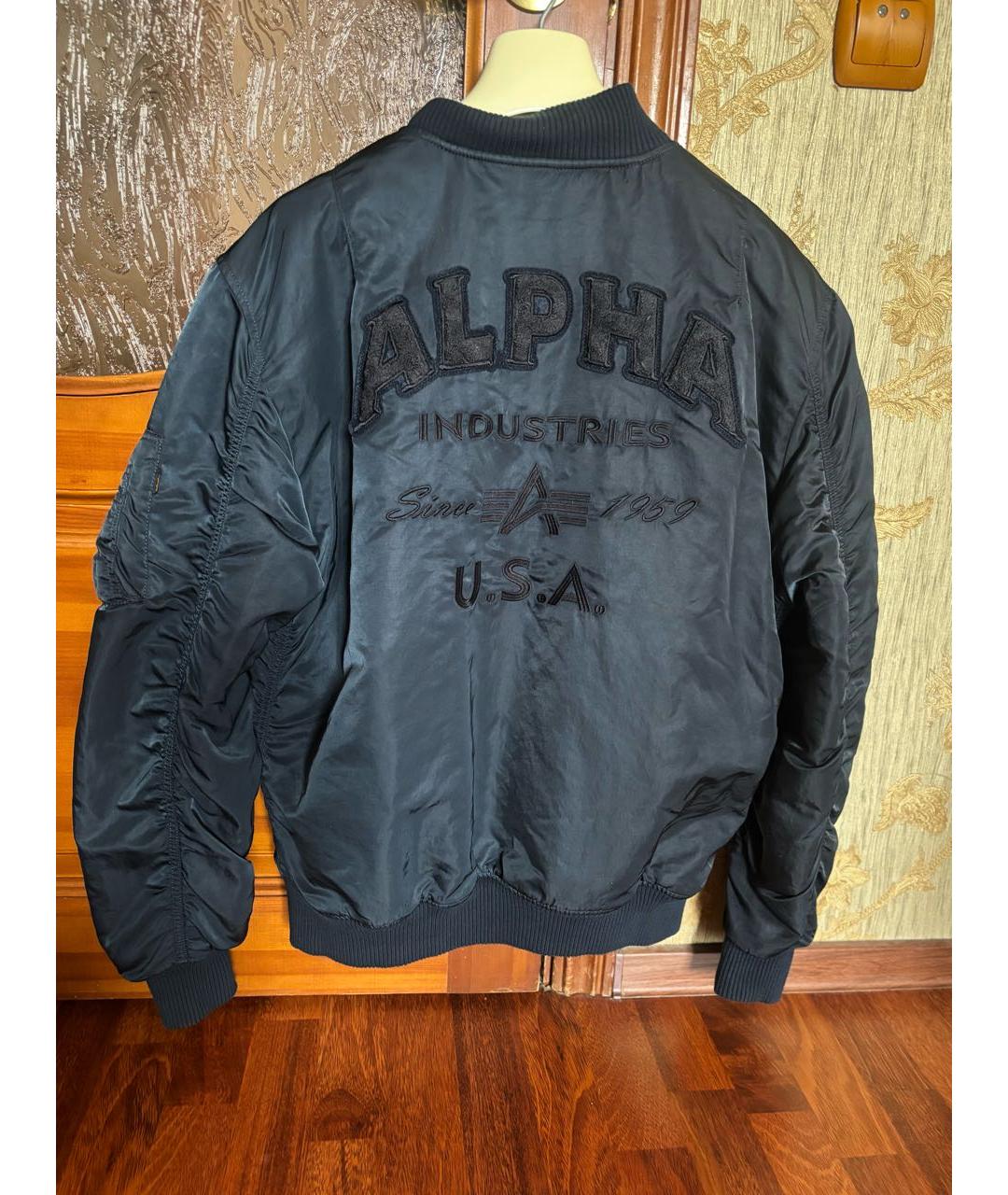 ALPHA INDUSTRIES Темно-синяя полиамидовая куртка, фото 2