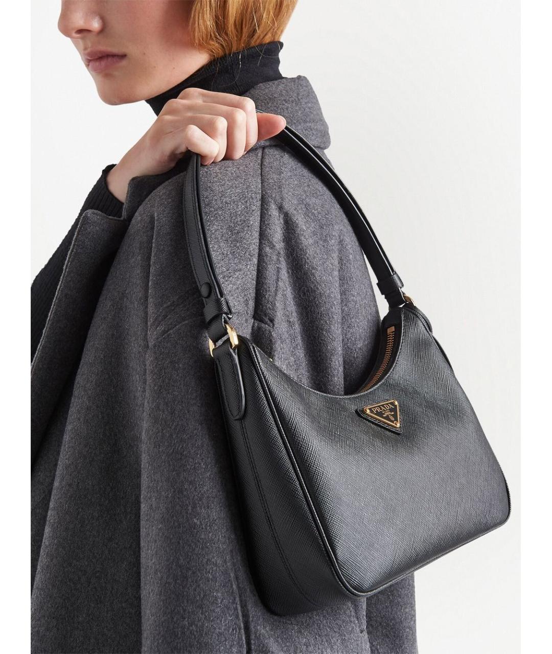 PRADA Черная кожаная сумка через плечо, фото 5