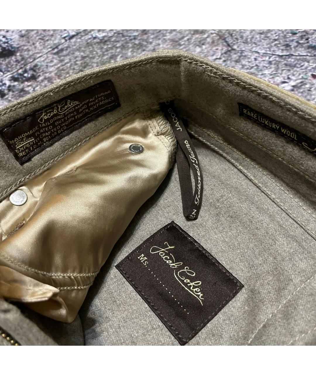 JACOB COHEN Бежевые шерстяные повседневные брюки, фото 4