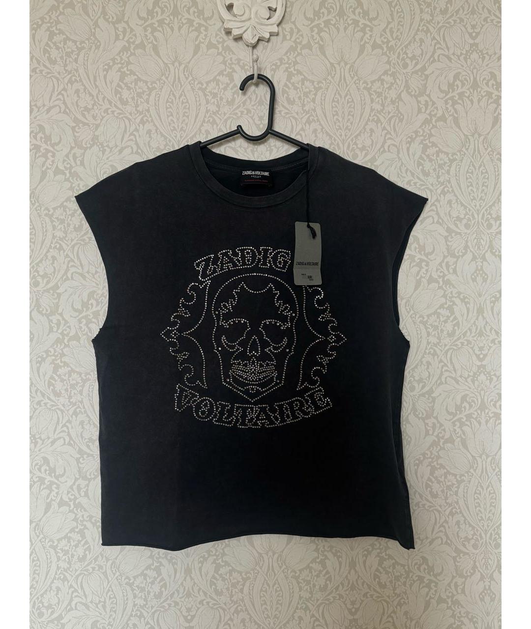 ZADIG & VOLTAIRE Антрацитовая хлопковая футболка, фото 5