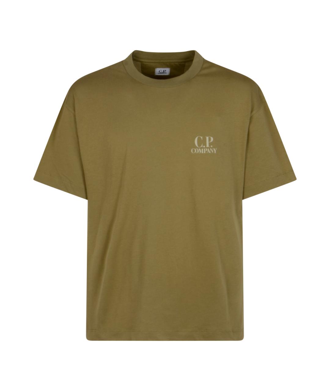 CP COMPANY Зеленая хлопко-эластановая футболка, фото 1