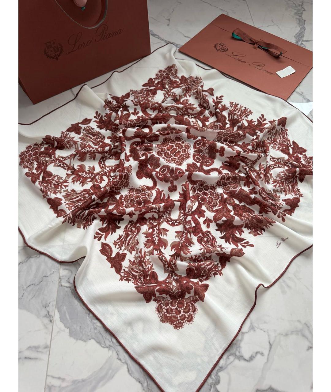 LORO PIANA Белый шерстяной платок, фото 7