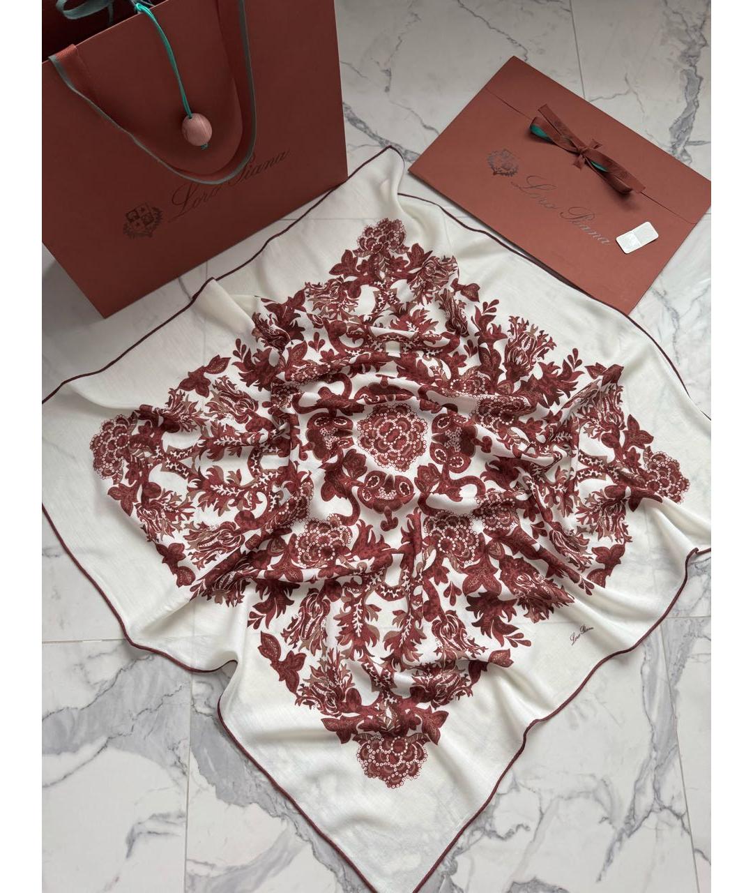 LORO PIANA Белый шерстяной платок, фото 6