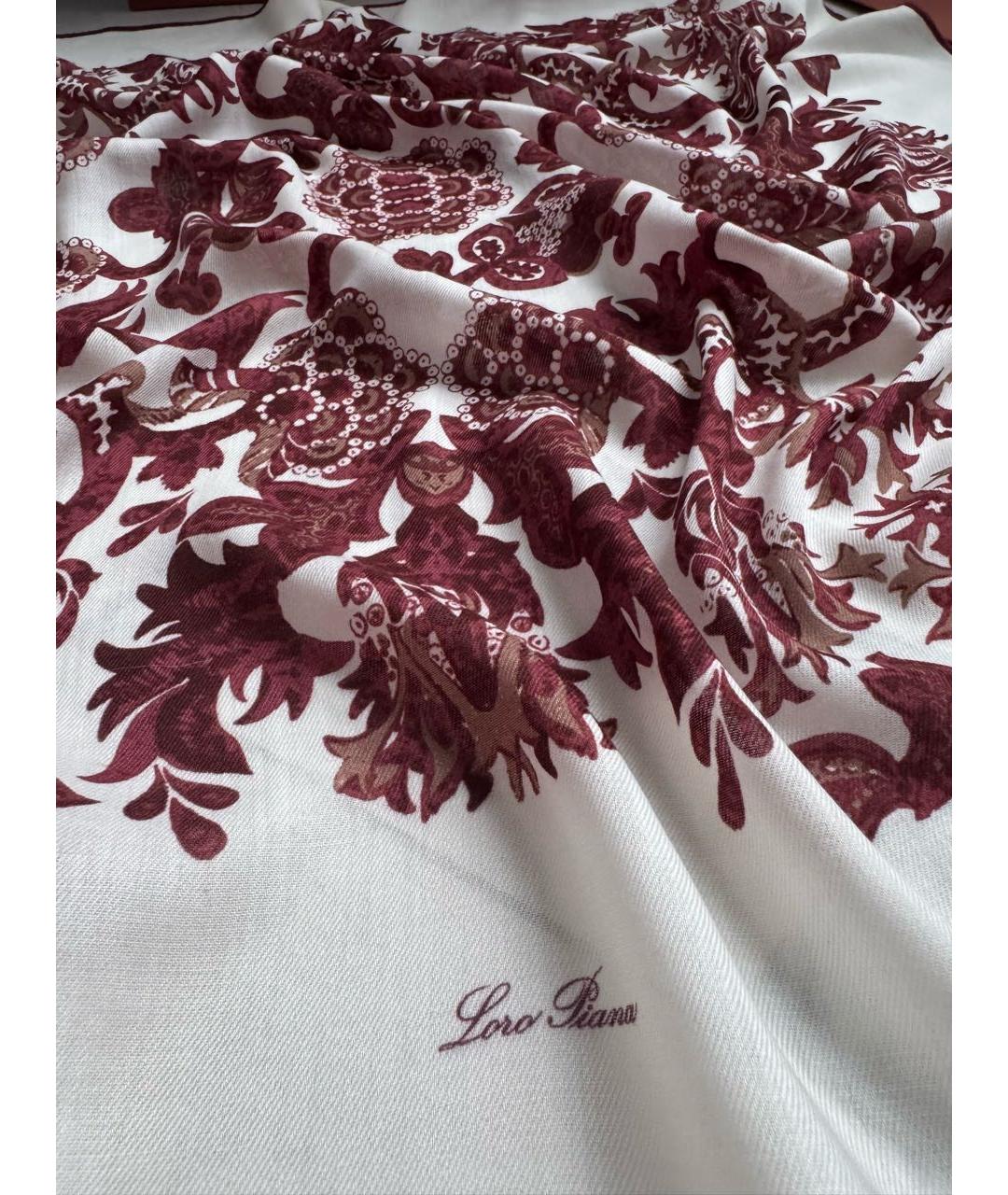 LORO PIANA Белый шерстяной платок, фото 5