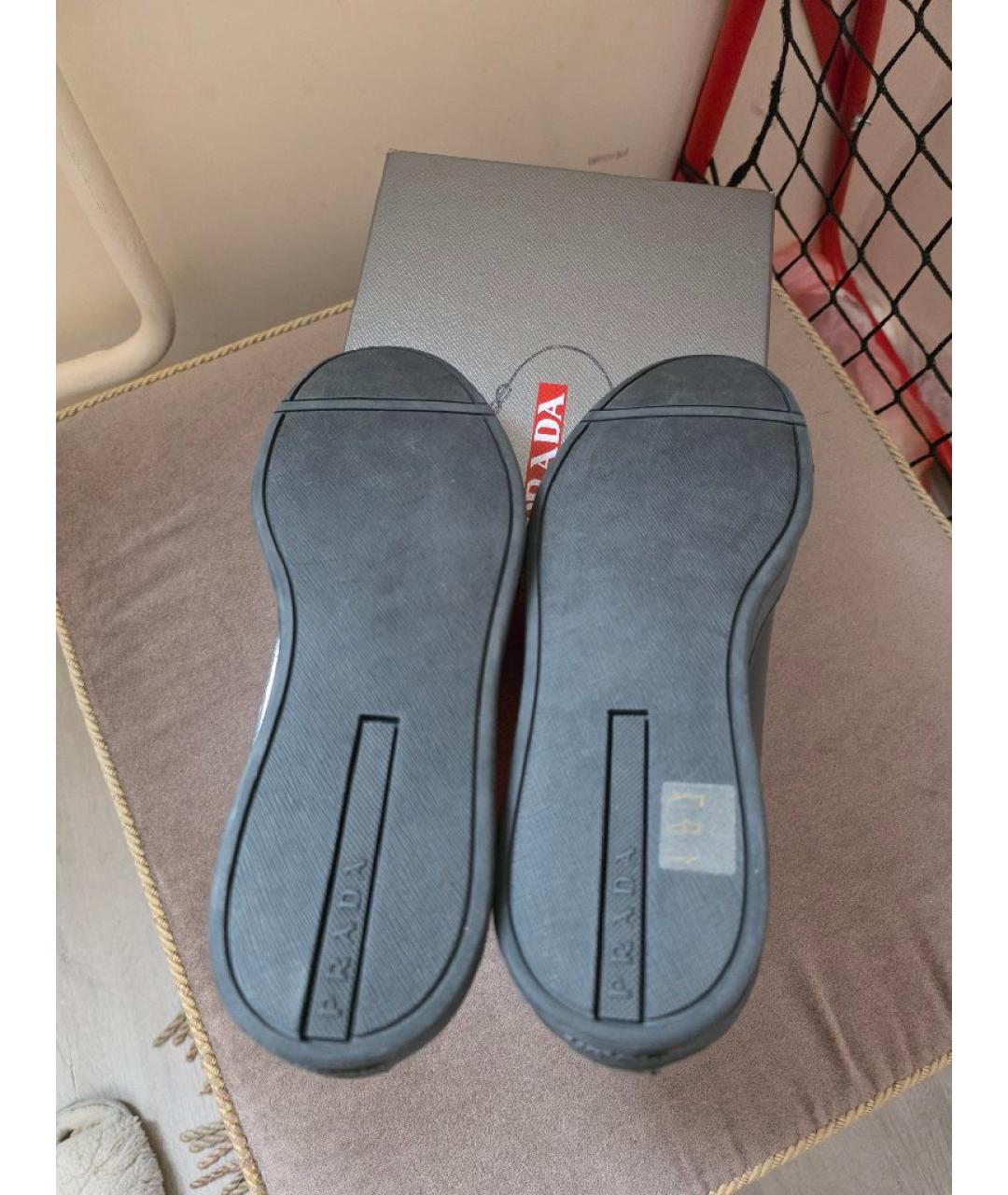 PRADA Черные кожаные низкие кроссовки / кеды, фото 6