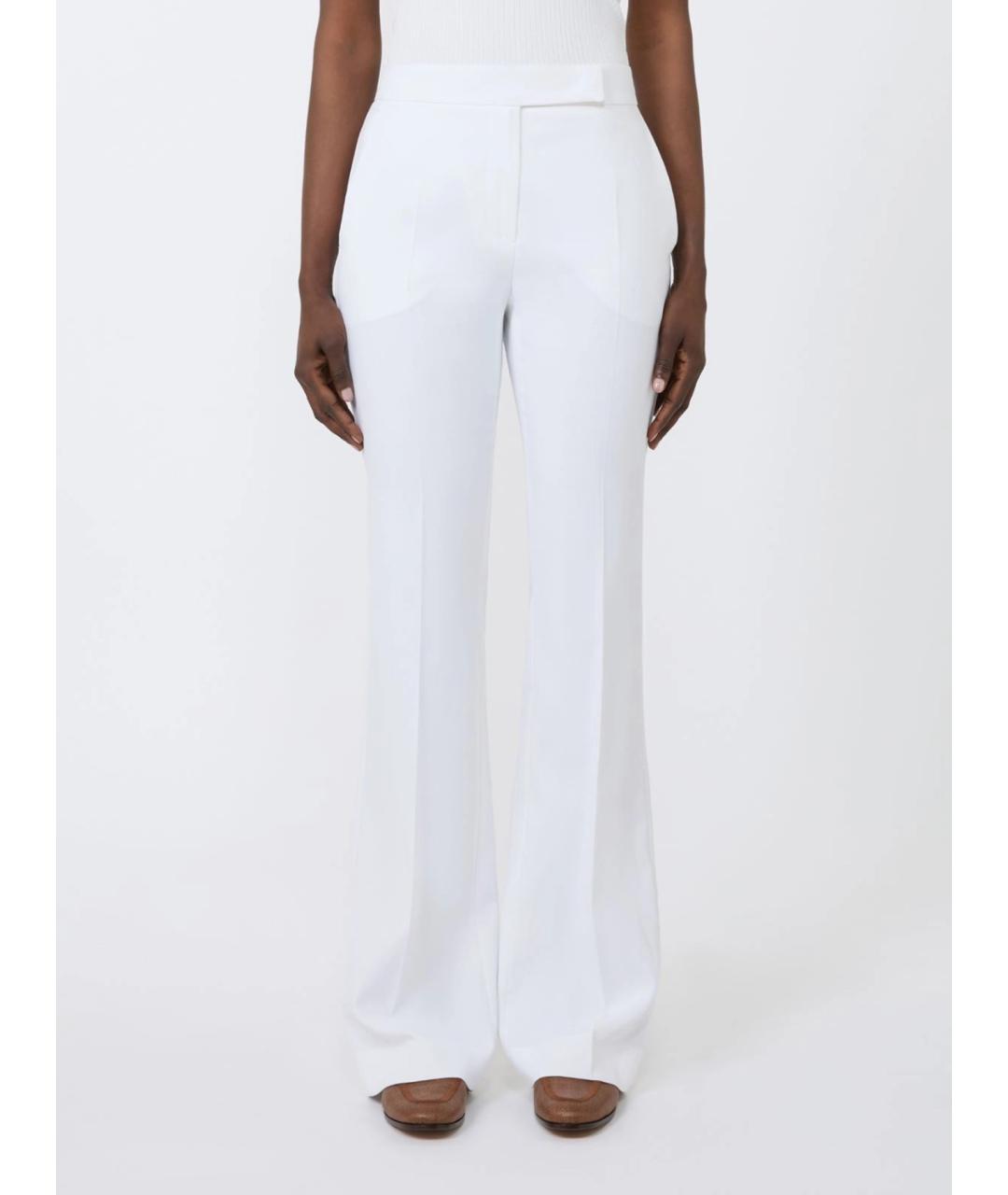 MAX MARA Белые хлопковые прямые брюки, фото 3