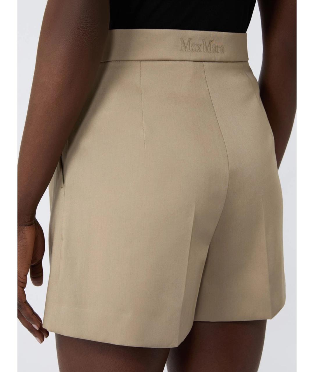 MAX MARA Бежевые хлопковые шорты, фото 4