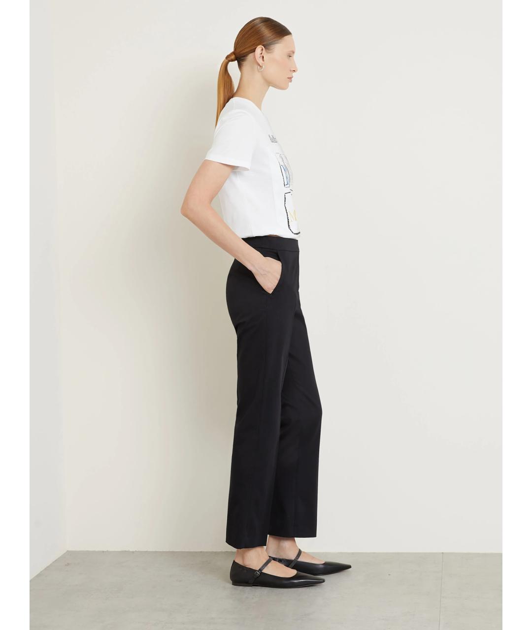 MAX MARA Черные хлопковые прямые брюки, фото 4