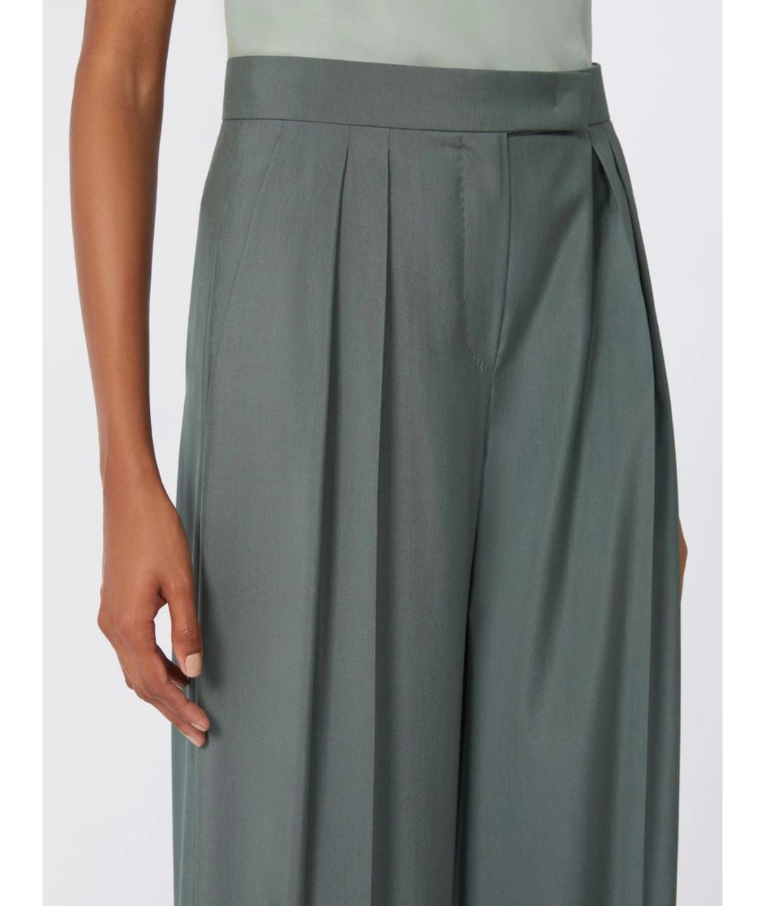 MAX MARA Зеленые шерстяные брюки широкие, фото 5