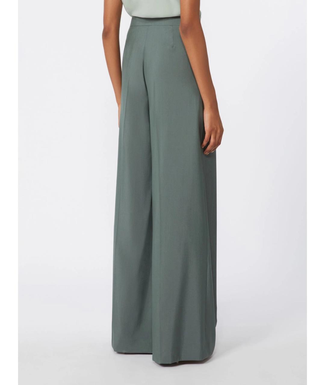 MAX MARA Зеленые шерстяные брюки широкие, фото 4