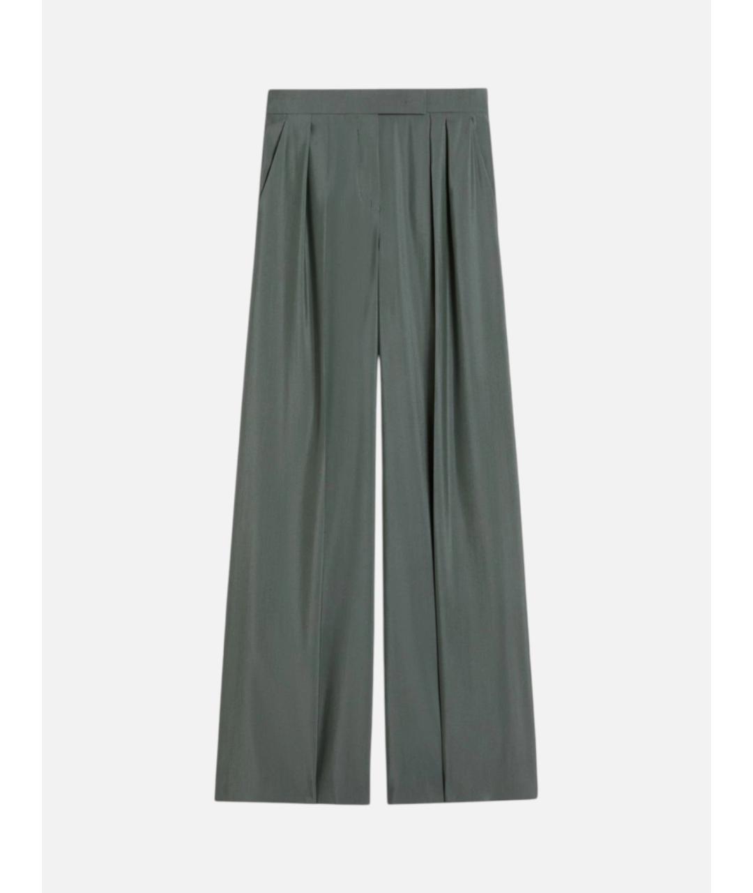 MAX MARA Зеленые шерстяные брюки широкие, фото 6