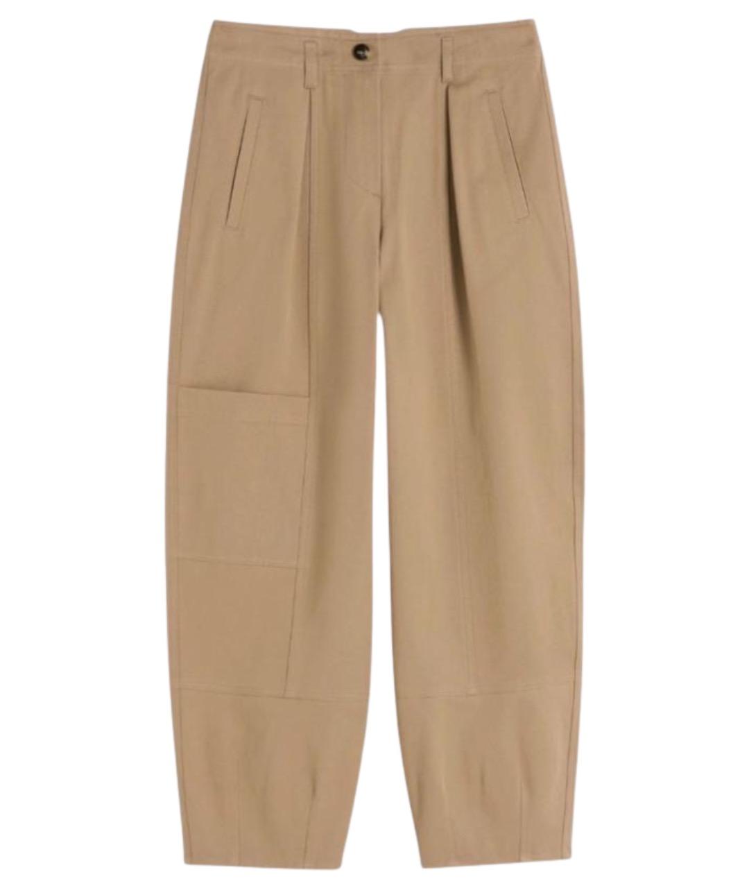 MAX MARA Бежевые хлопковые прямые брюки, фото 1