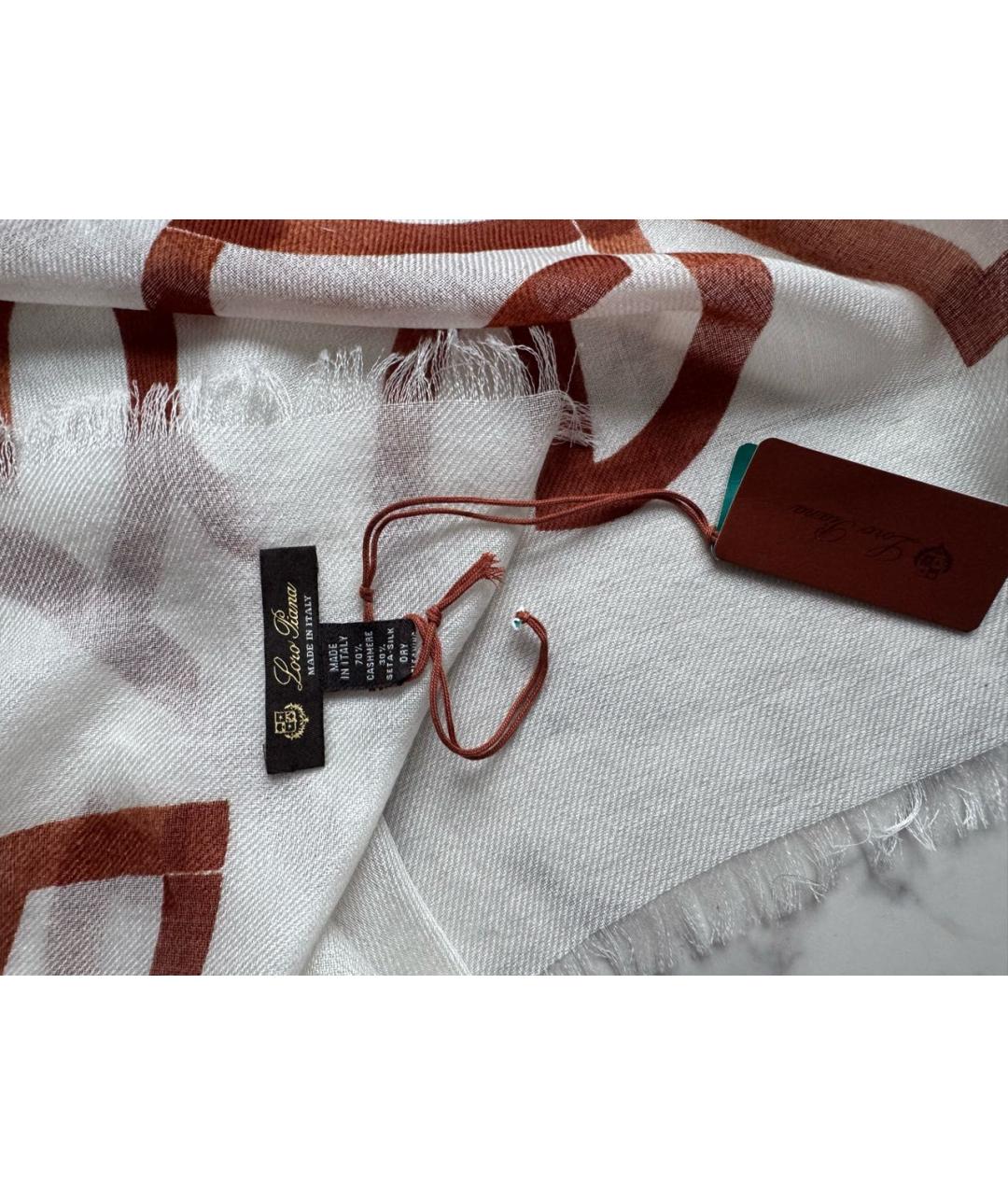 LORO PIANA Белый кашемировый платок, фото 4