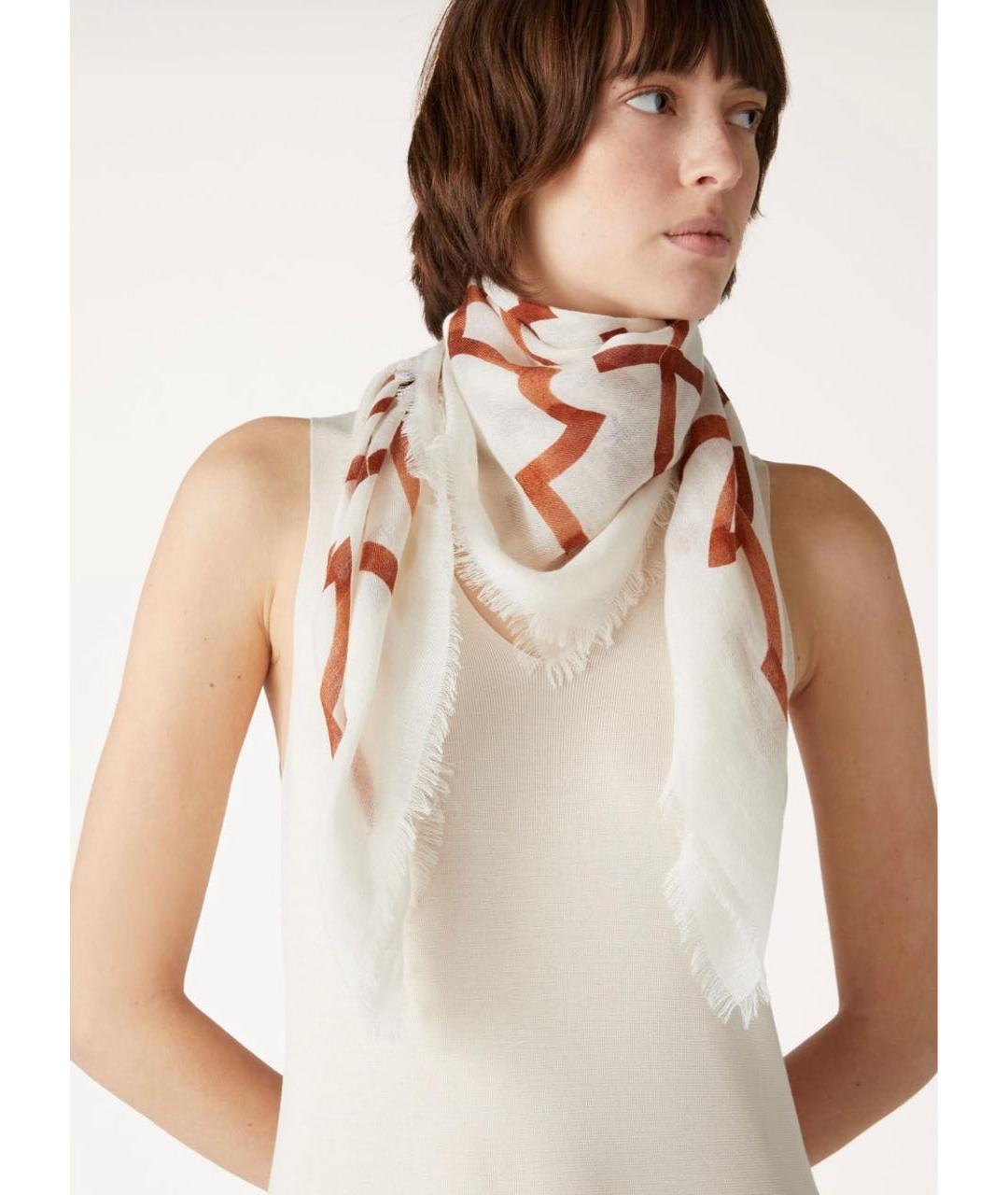 LORO PIANA Белый кашемировый платок, фото 7