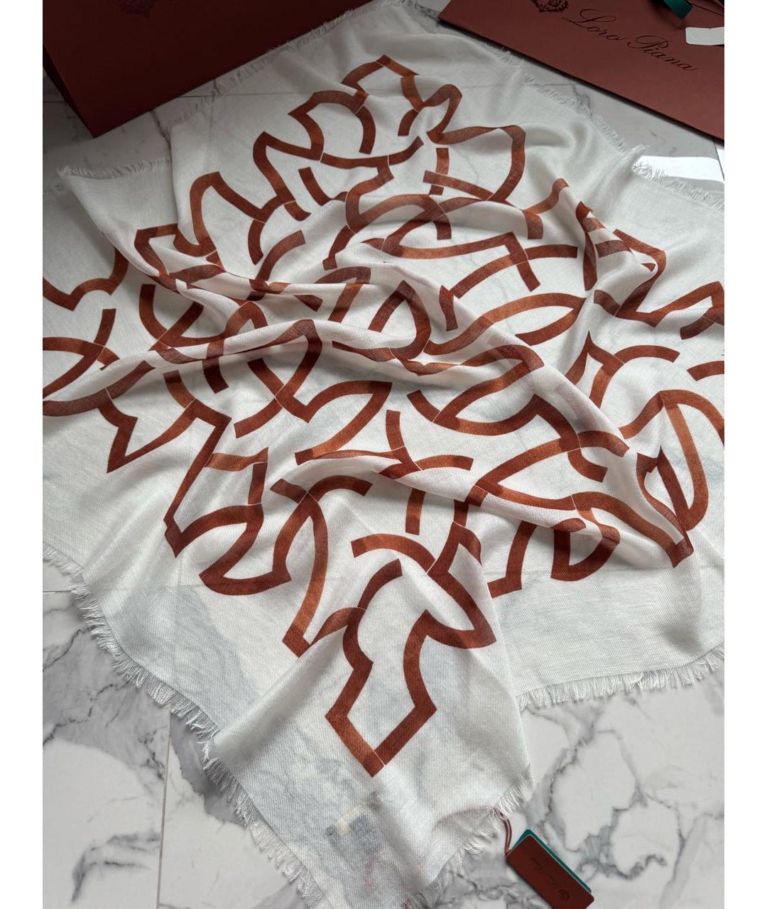 LORO PIANA Белый кашемировый платок, фото 2