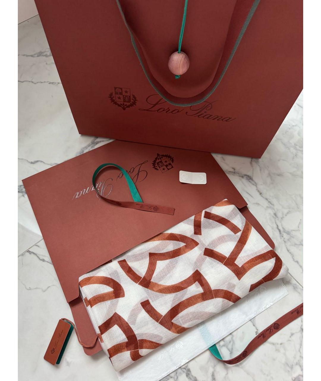 LORO PIANA Белый кашемировый платок, фото 3