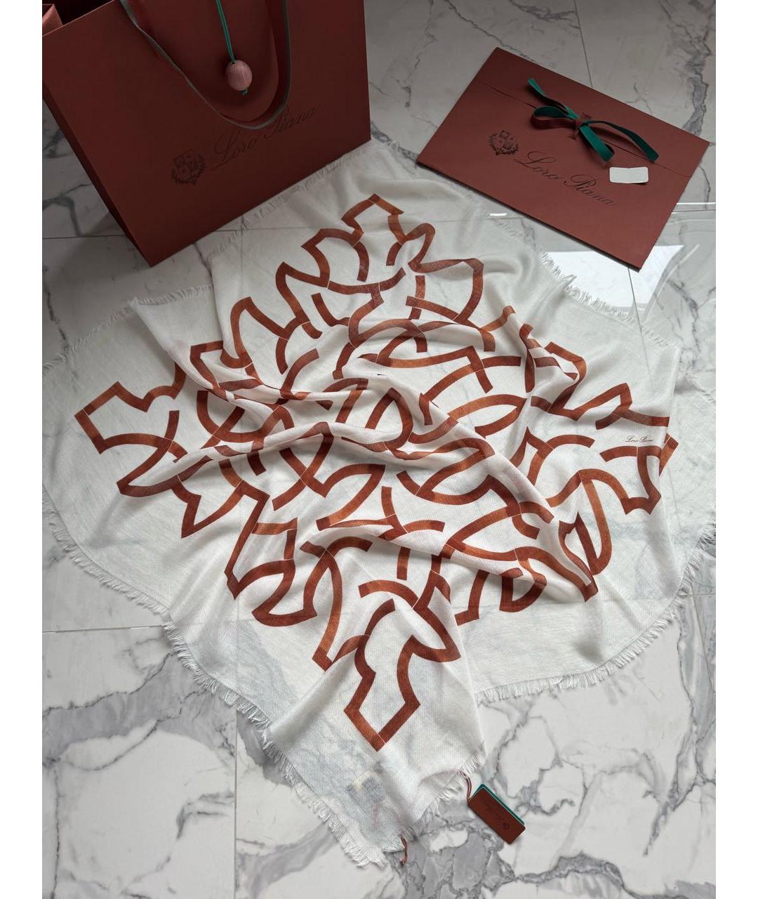 LORO PIANA Белый кашемировый платок, фото 9