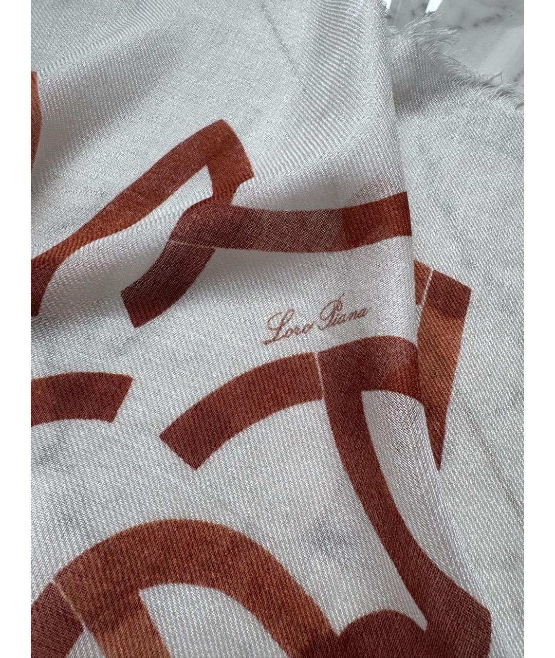 LORO PIANA Белый кашемировый платок, фото 5