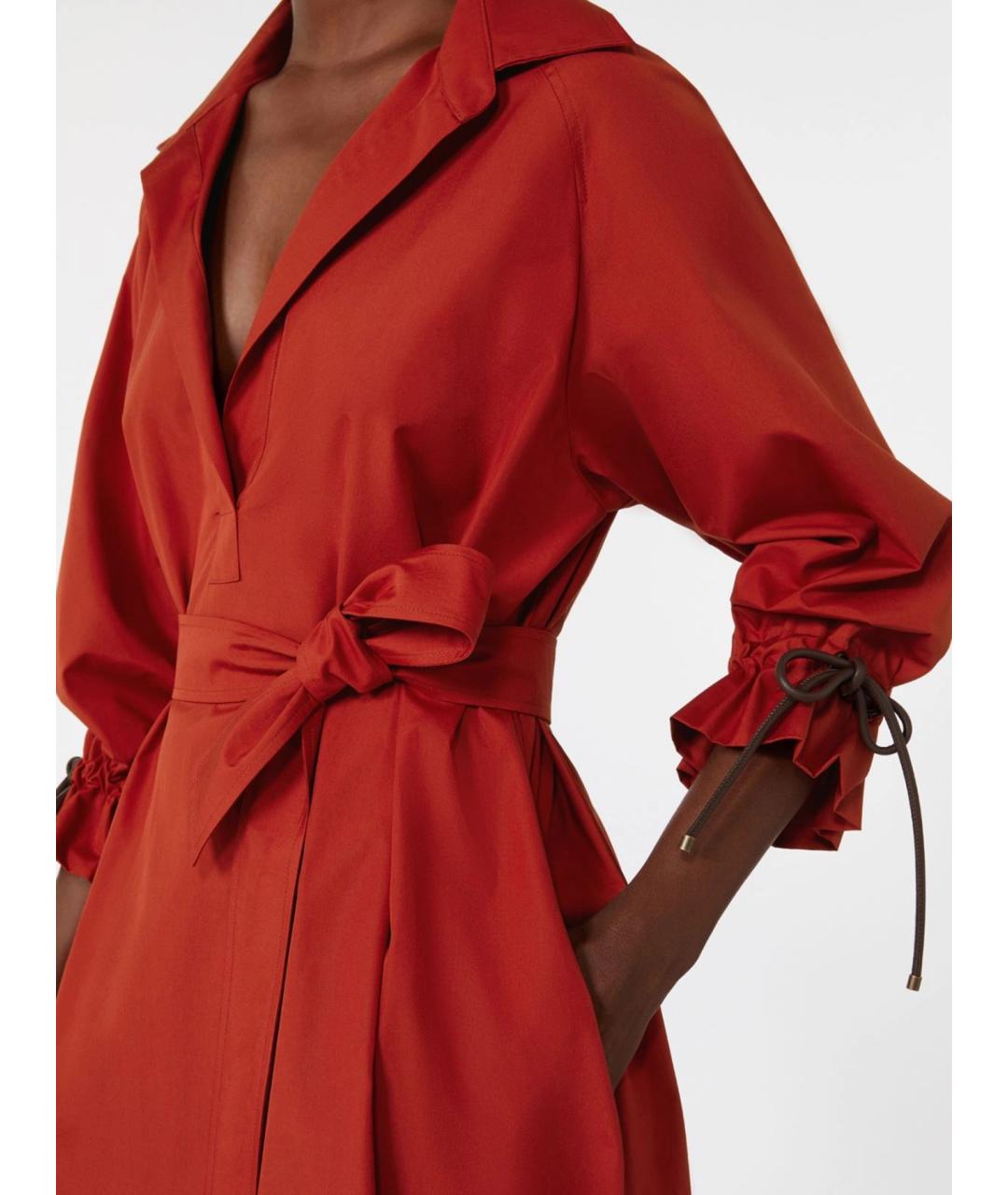 MAX MARA Красное хлопковое повседневное платье, фото 5