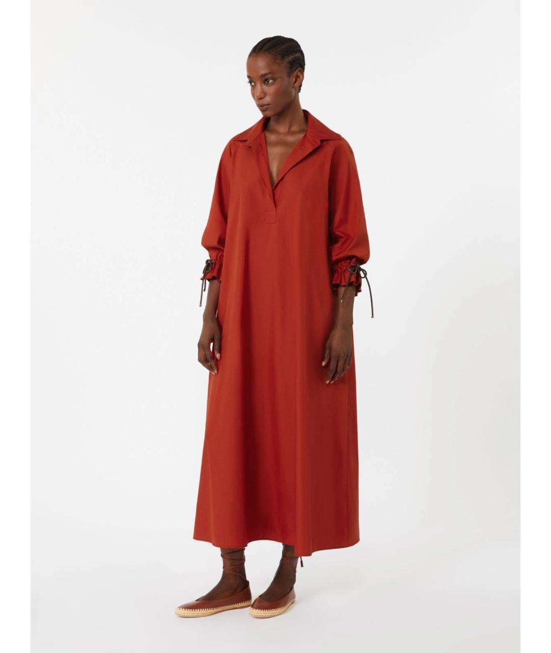 MAX MARA Красное хлопковое повседневное платье, фото 3