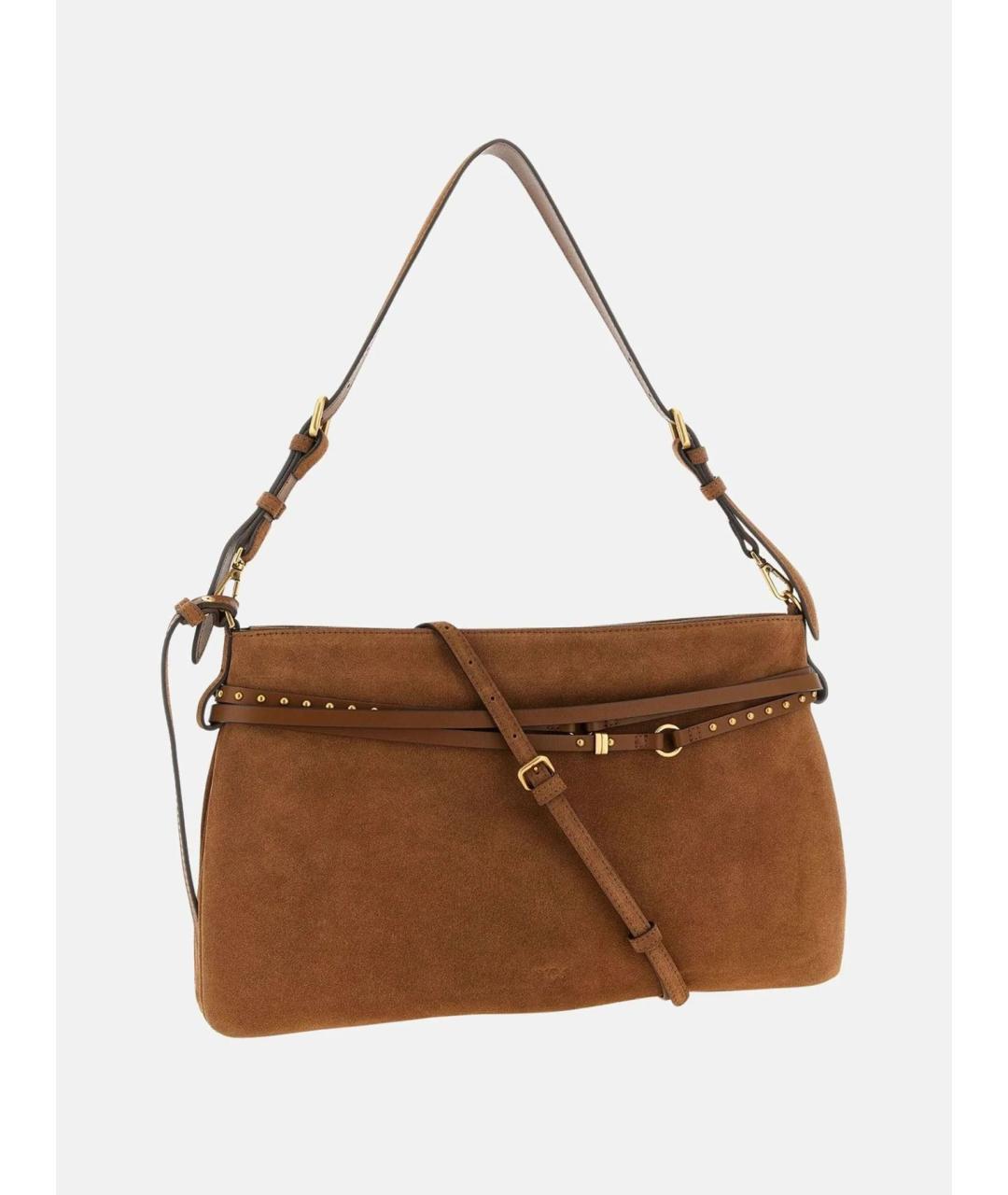 PINKO Коричневая кожаная сумка через плечо, фото 4