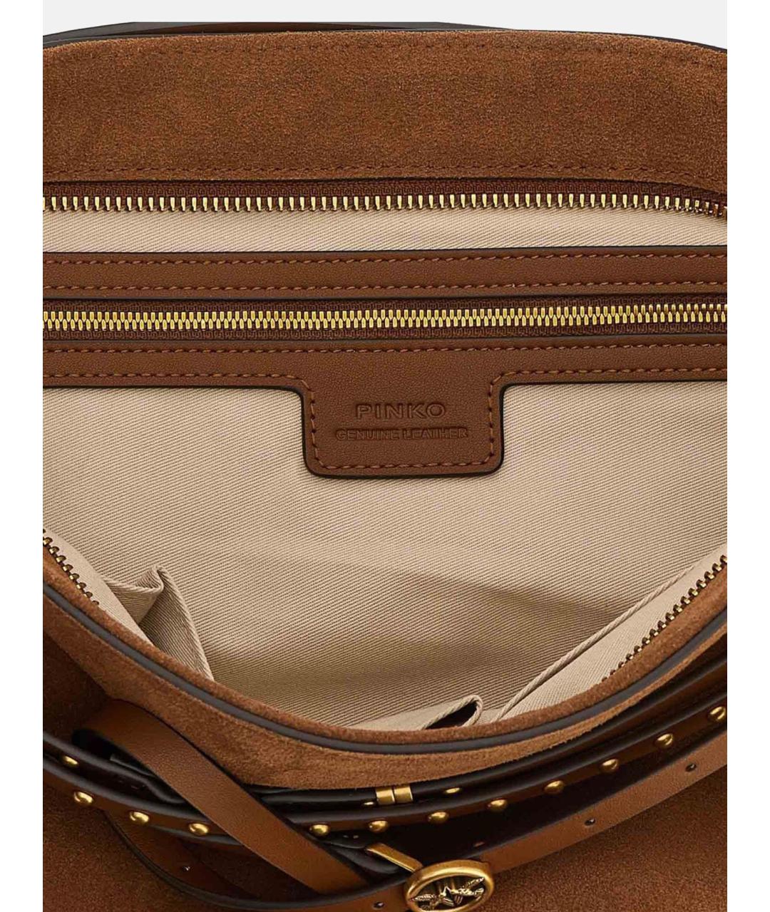 PINKO Коричневая кожаная сумка через плечо, фото 3