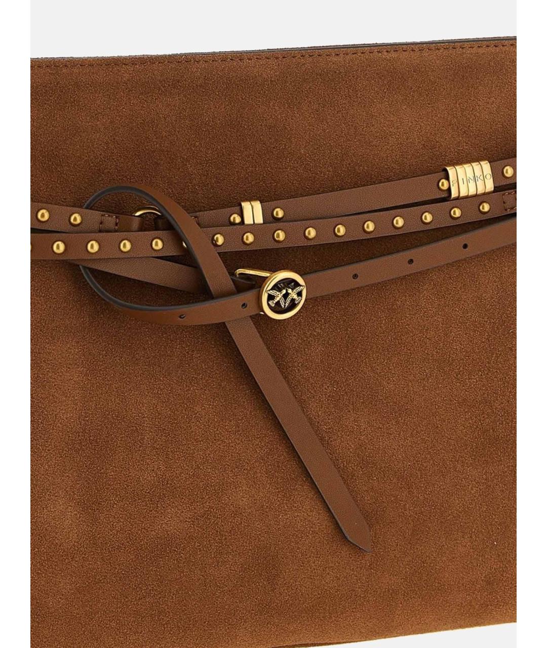 PINKO Коричневая кожаная сумка через плечо, фото 2