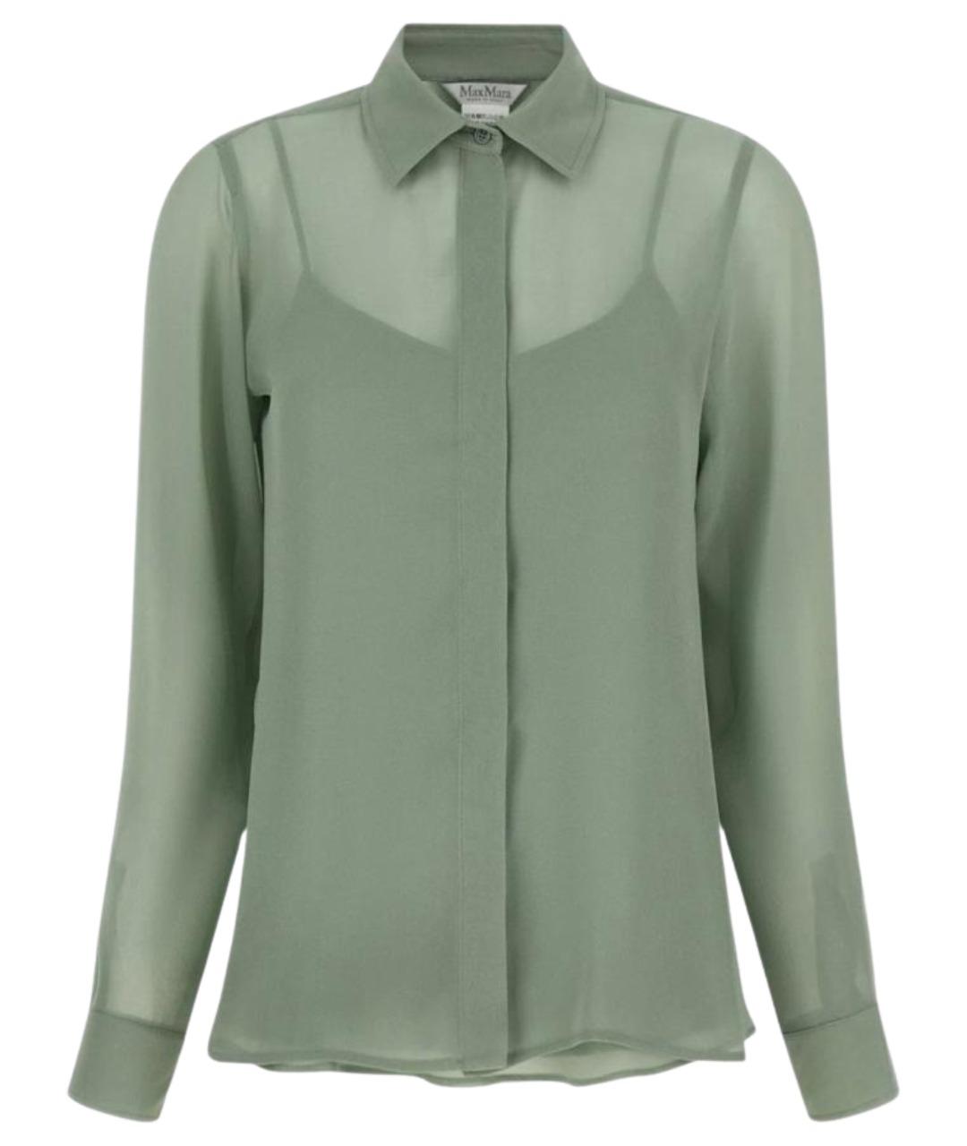 MAX MARA Зеленая шелковая блузы, фото 1