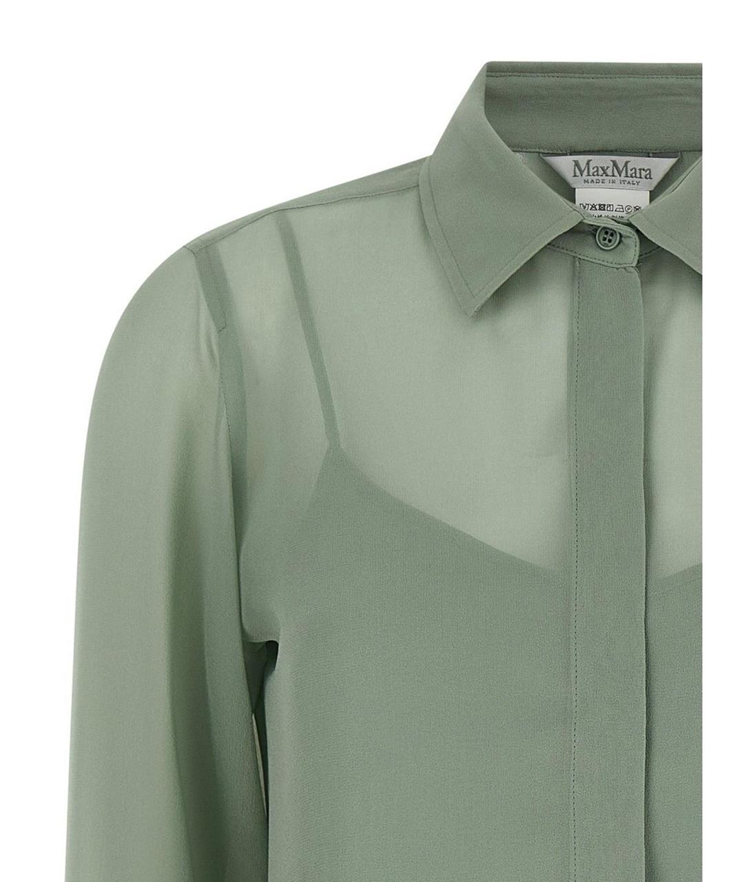 MAX MARA Зеленая шелковая блузы, фото 2