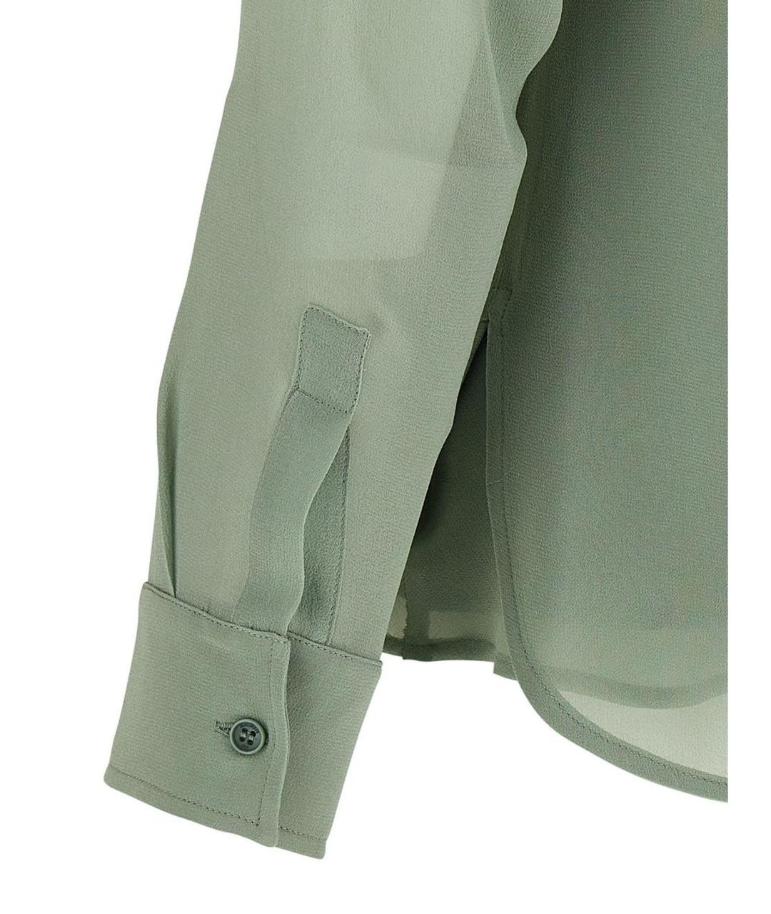MAX MARA Зеленая шелковая блузы, фото 4