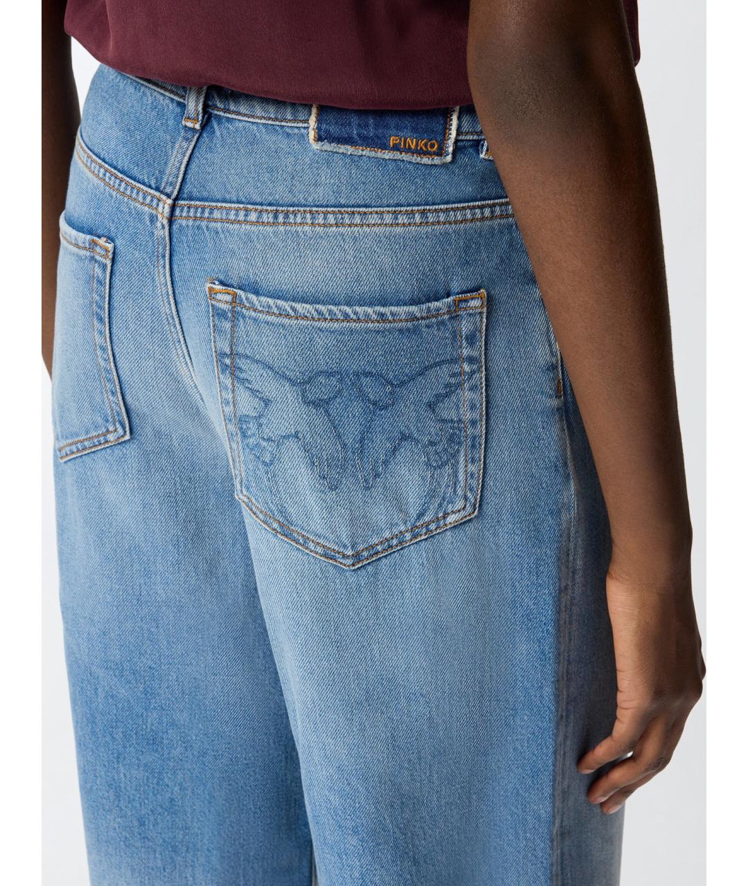 PINKO Синие хлопковые прямые джинсы, фото 5
