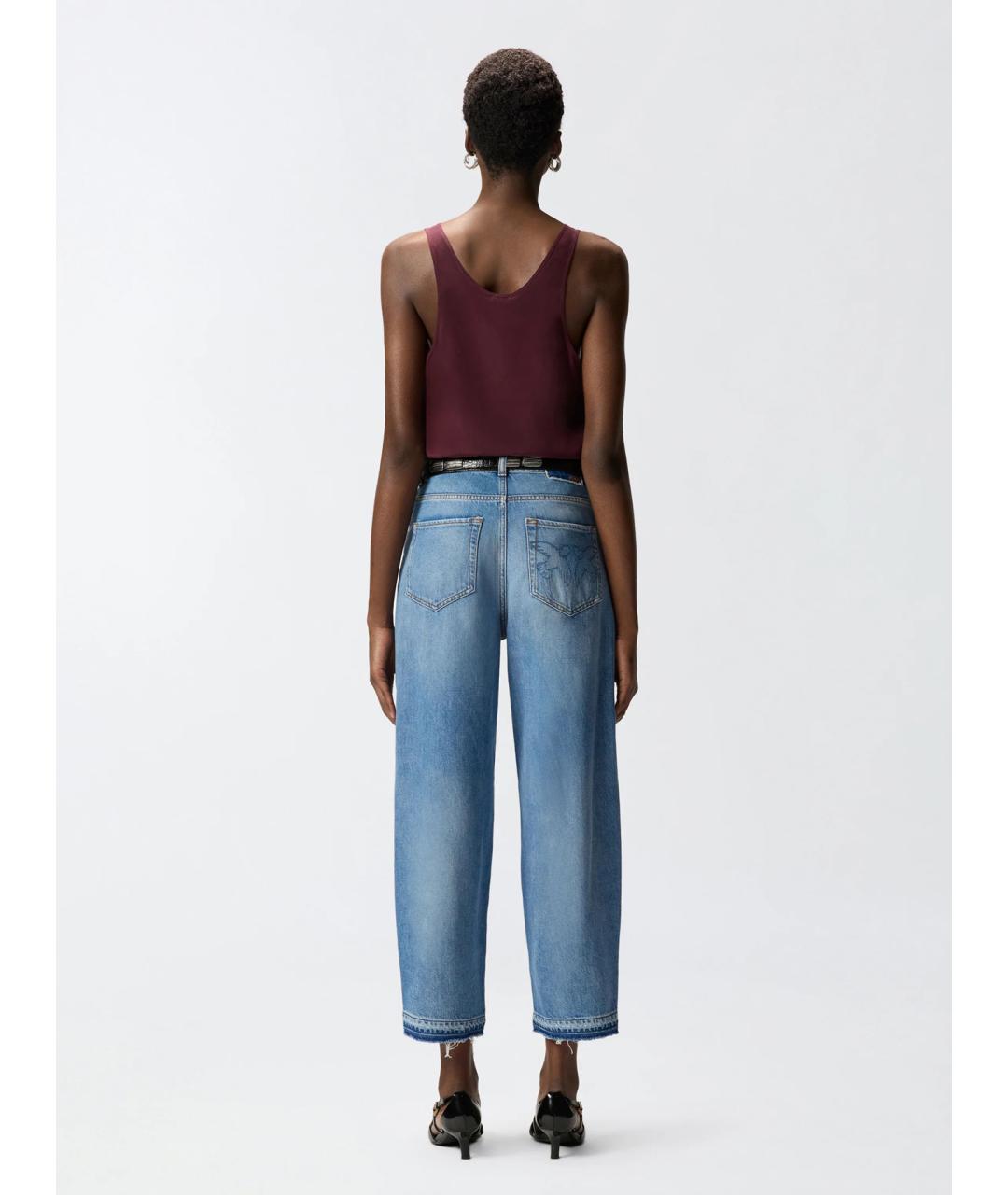 PINKO Синие хлопковые прямые джинсы, фото 4